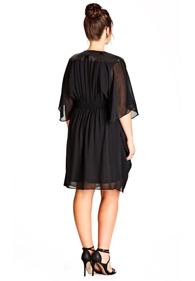 Sequin Wrap Dress - black, BLACK, on-hover image number null