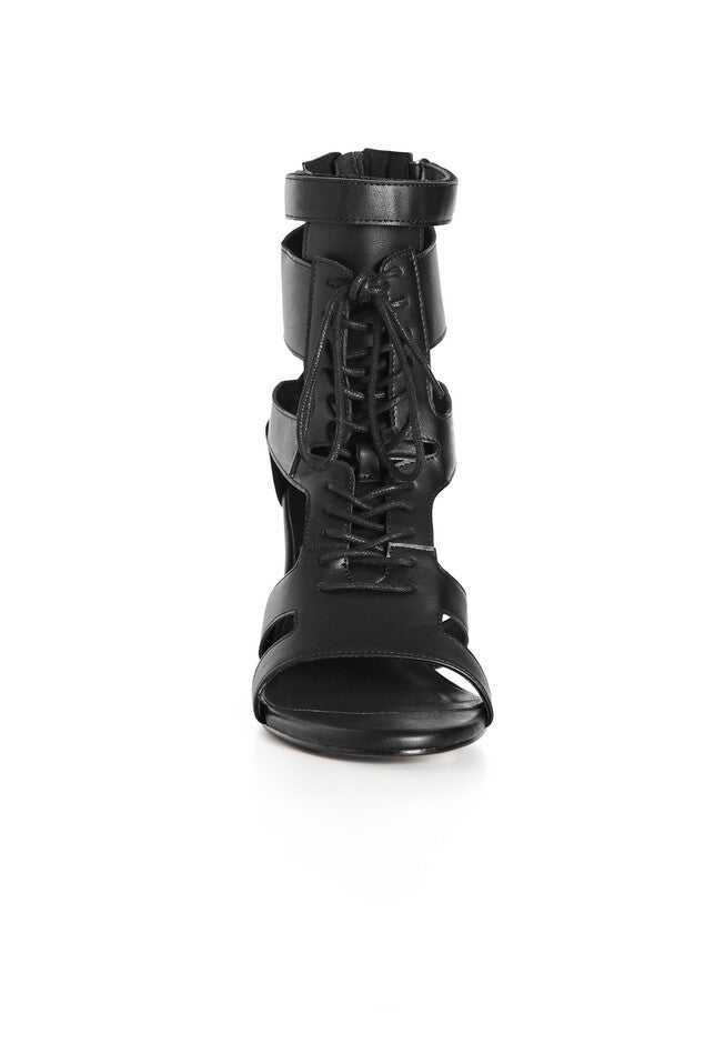 WIDE FIT Attitude Lace Up Block Heel - black, BLACK, alternate image number null