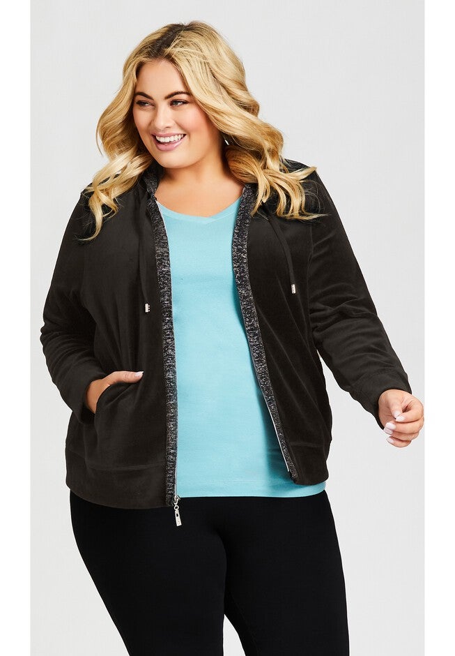 Metallic Velour Jacket, BLACK, hi-res image number null