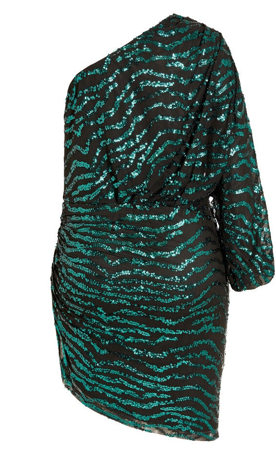 Sequin Stripe Dress - emerald, GREEN, alternate image number null