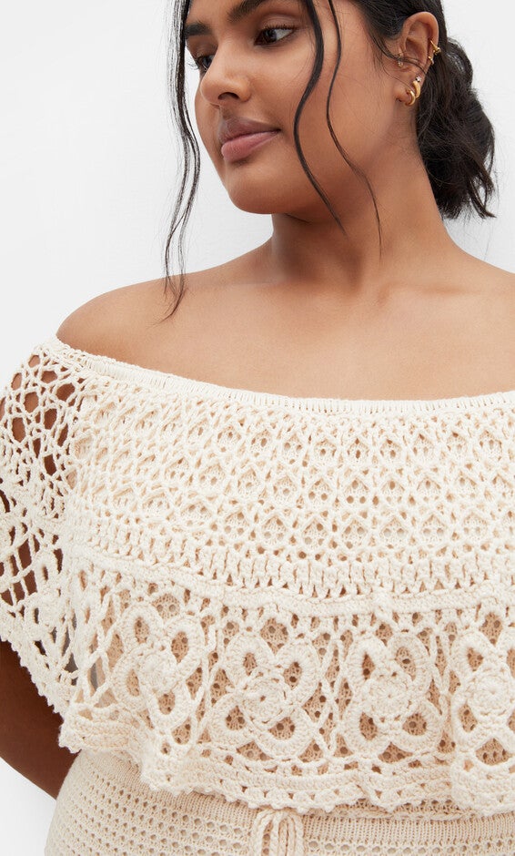 Callie Crochet Dress - natural, BEIGE, alternate image number 1