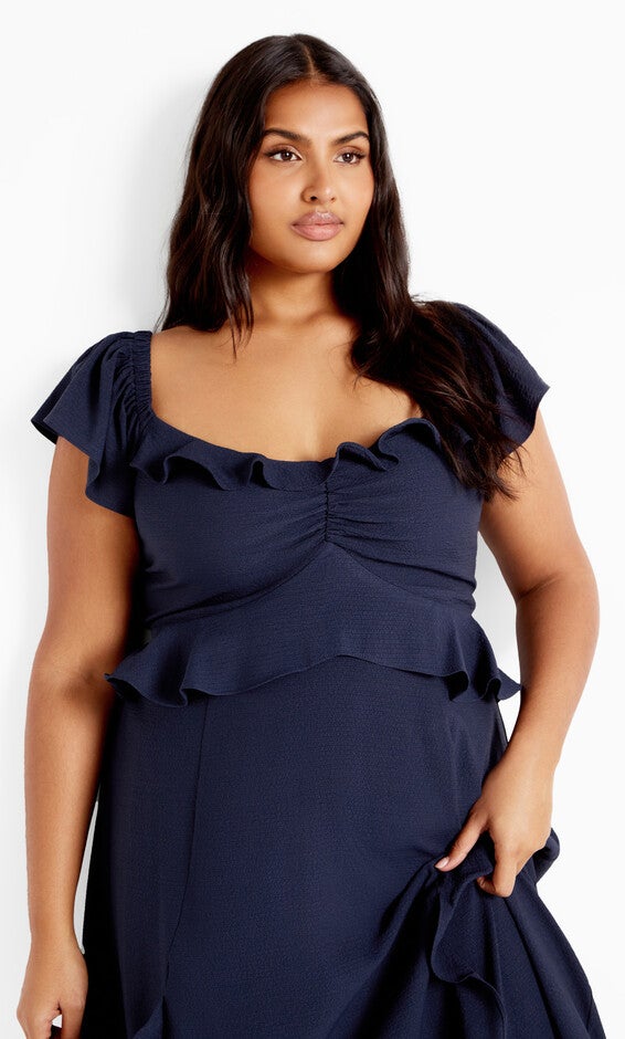 Frill Fee Maxi Dress - navy, NAVY, hi-res image number 0