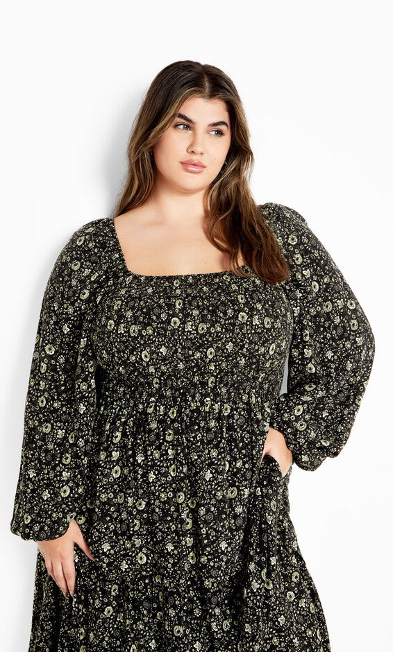 Dahlia Tiered Maxi Dress - olive, GREEN, alternate image number null