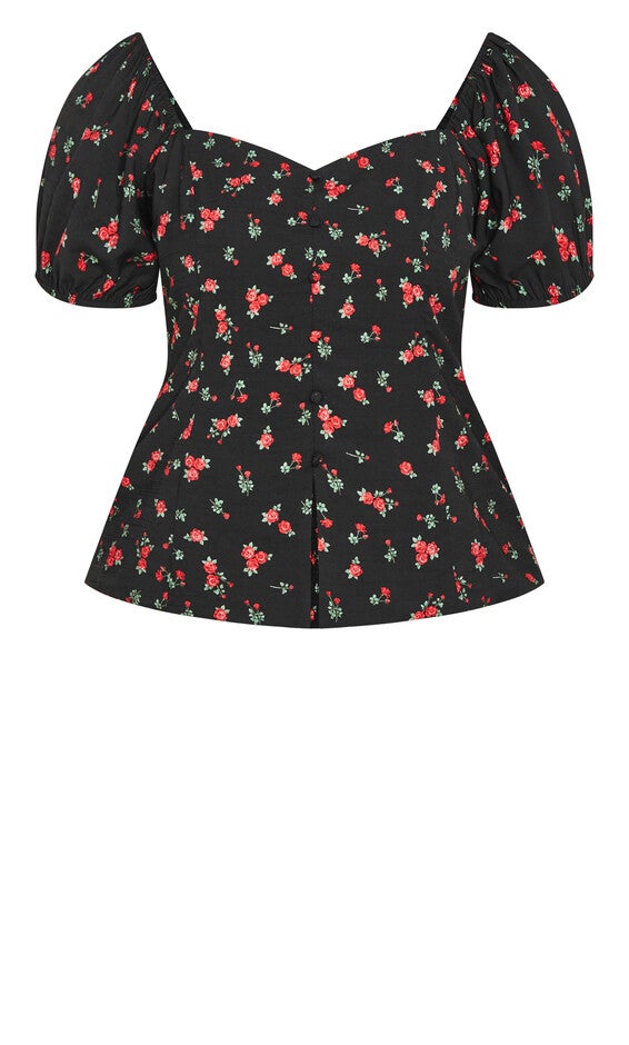 Daydreamer Print Top - black, RED, alternate image number null