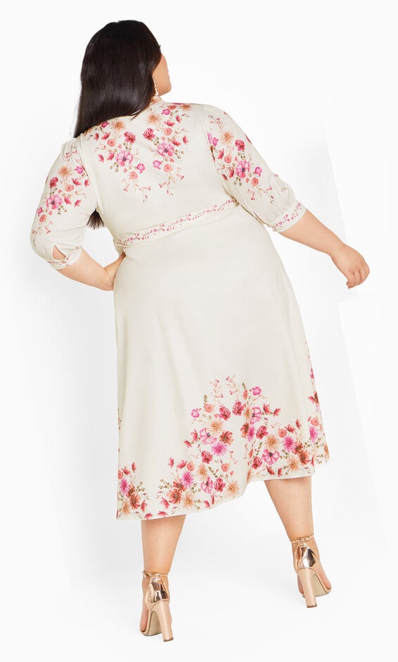 Annabelle Button Closure Midi Dress - ivory, IVORY, alternate image number null