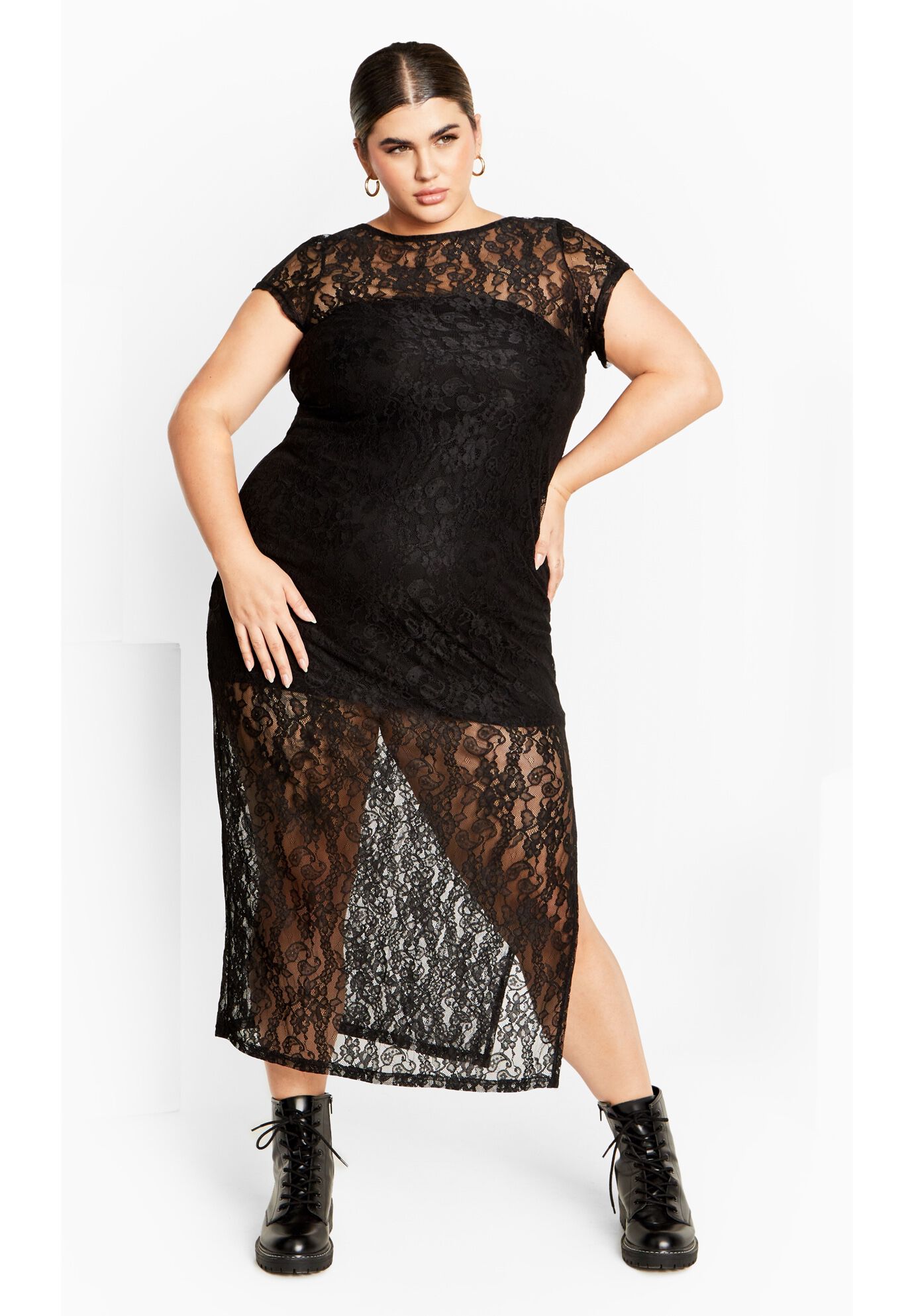 Cassie Lace Maxi Dress - black, BLACK, hi-res image number 0