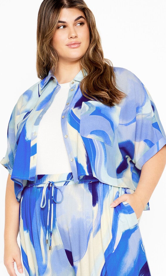 Esme Print Shirt - blue, WHIRLPOOL, hi-res image number null