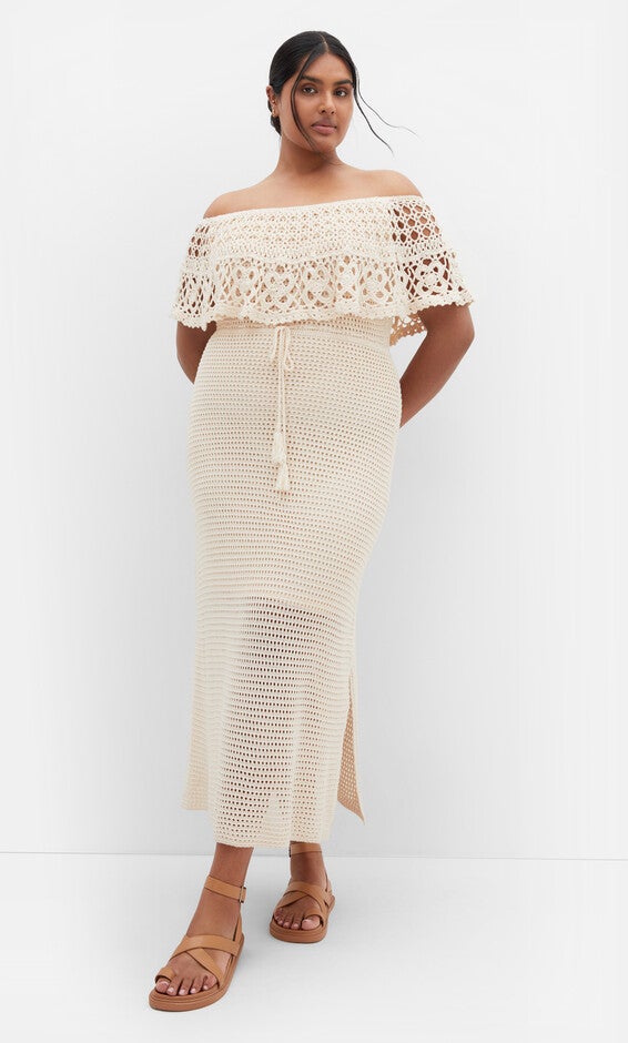 Callie Crochet Dress - natural, BEIGE, hi-res image number 0