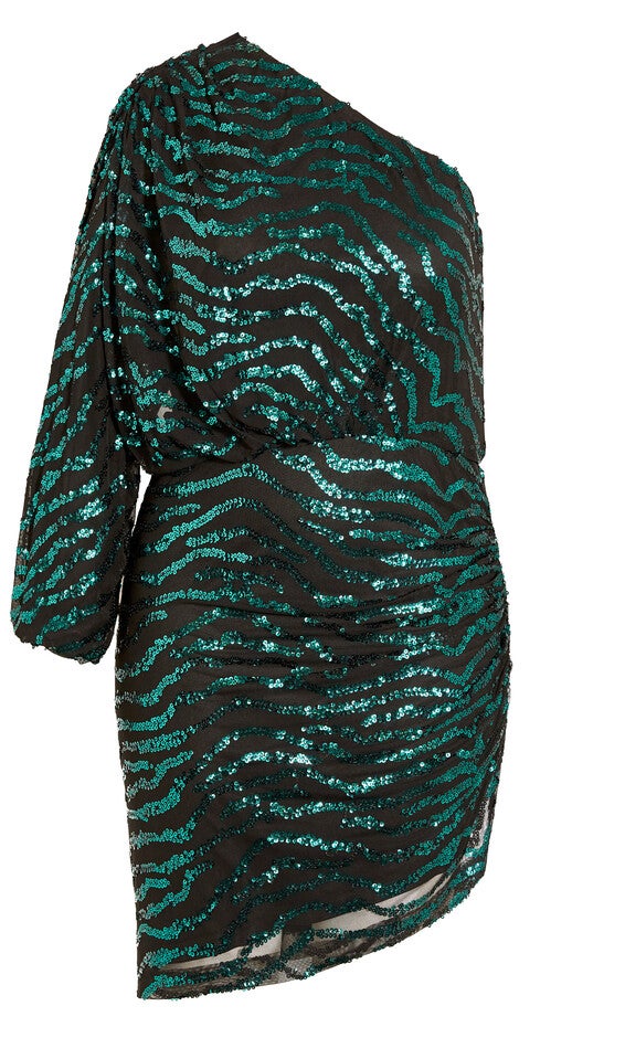 Sequin Stripe Dress - emerald, GREEN, alternate image number null
