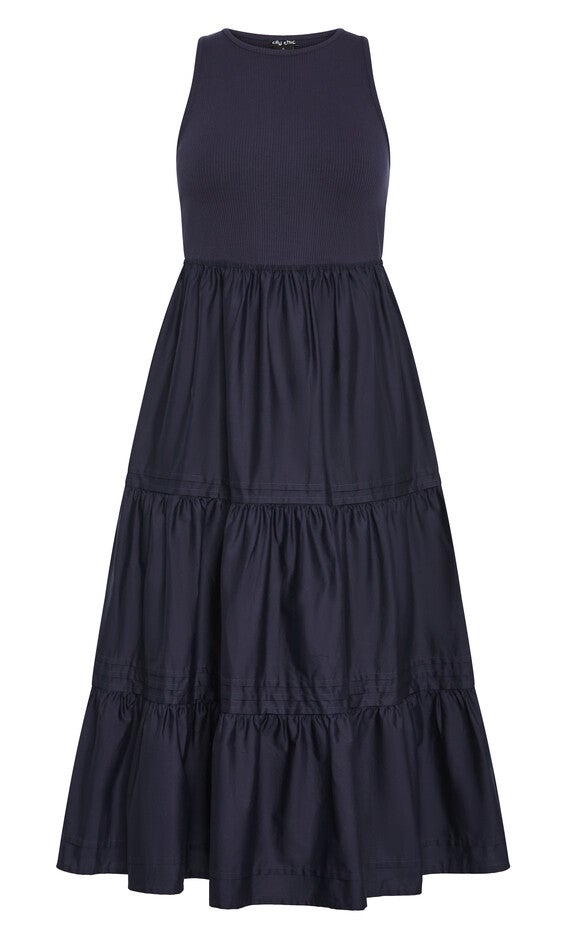 Chelsea Mixed Media Dress - navy, NAVY, alternate image number null
