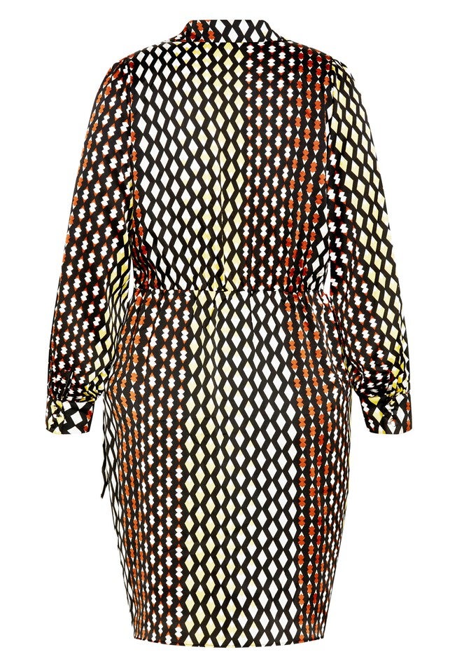 Genevieve Print Dress - black, ORANGE, alternate image number null
