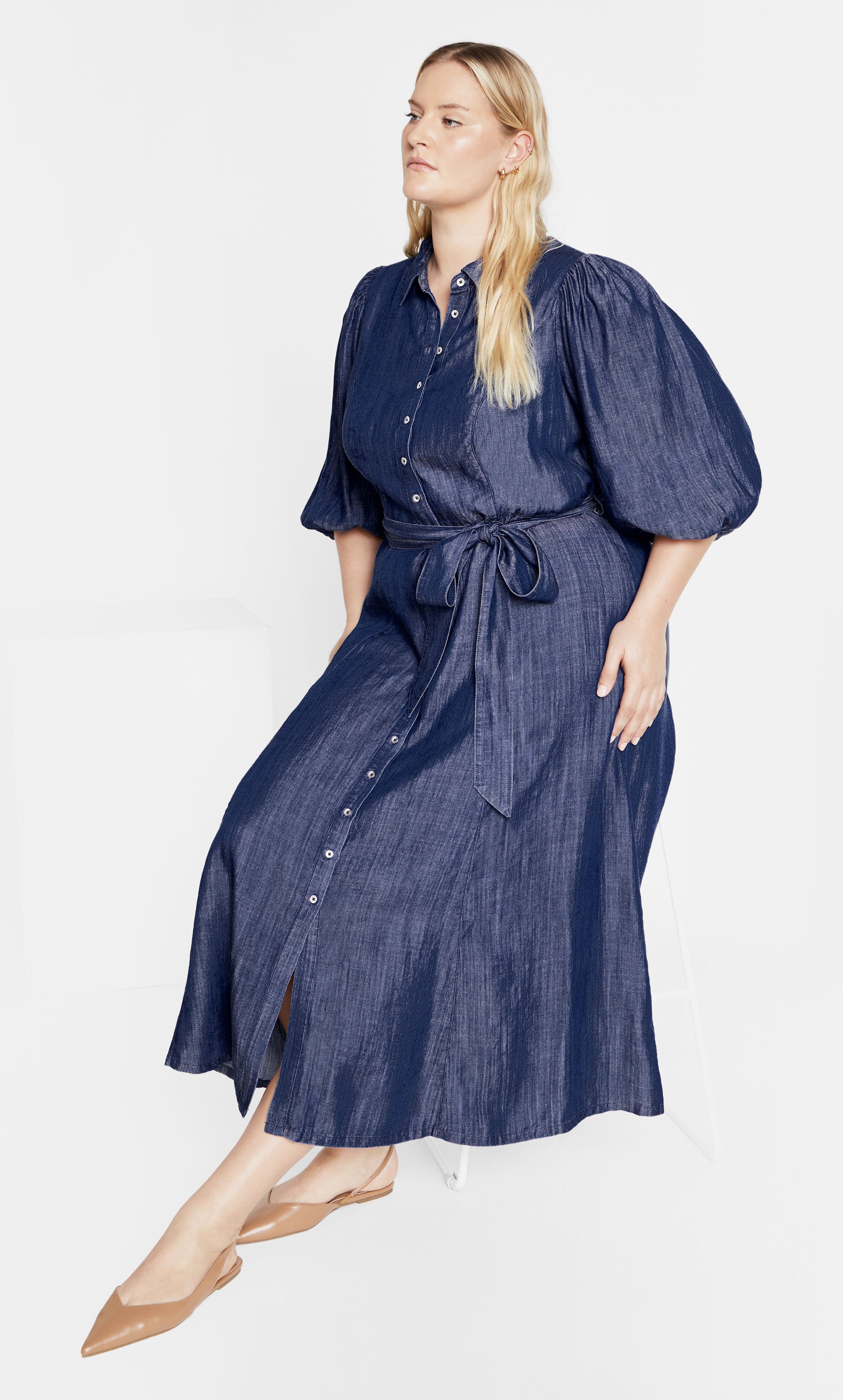 Matilda Dress - dark wash, BLUE, alternate image number 1