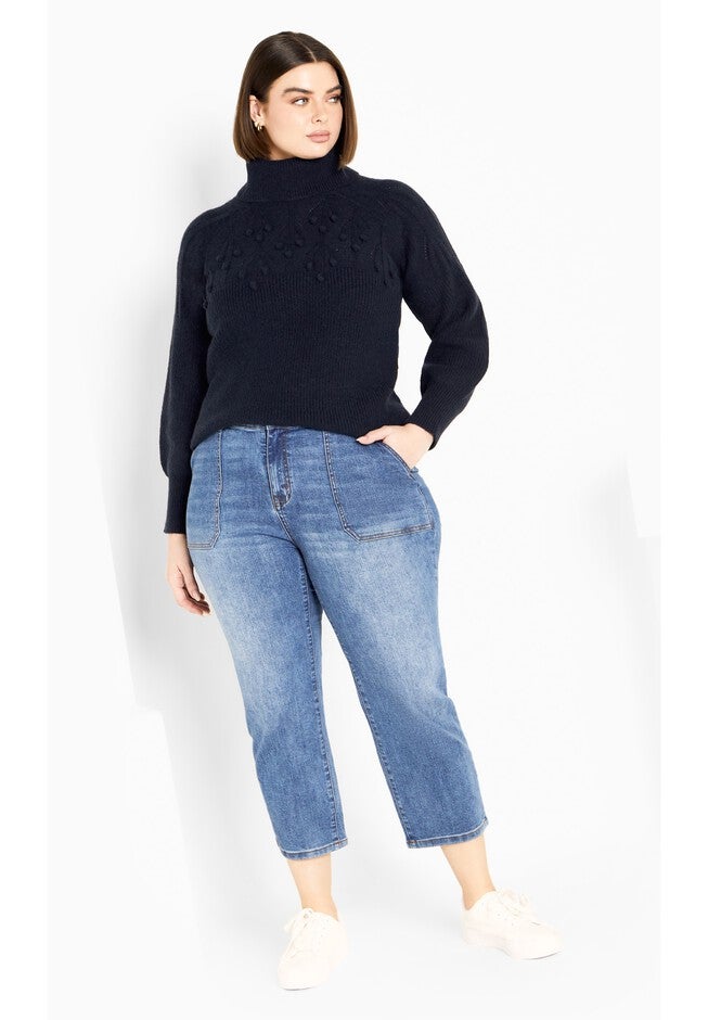 Elsa Pom Pom Sweater, NAVY, alternate image number null