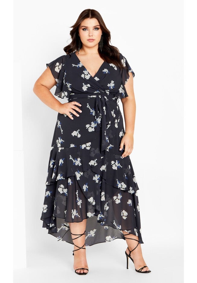 Demure Floral Maxi Dress - navy, BLUE, hi-res image number 0