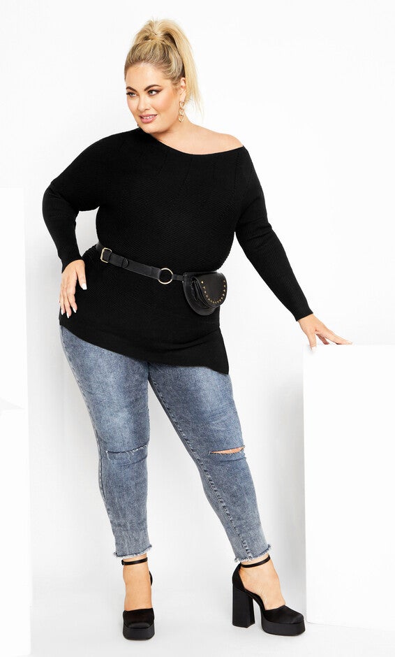Lean In Sweater - black, BLACK, alternate image number 2
