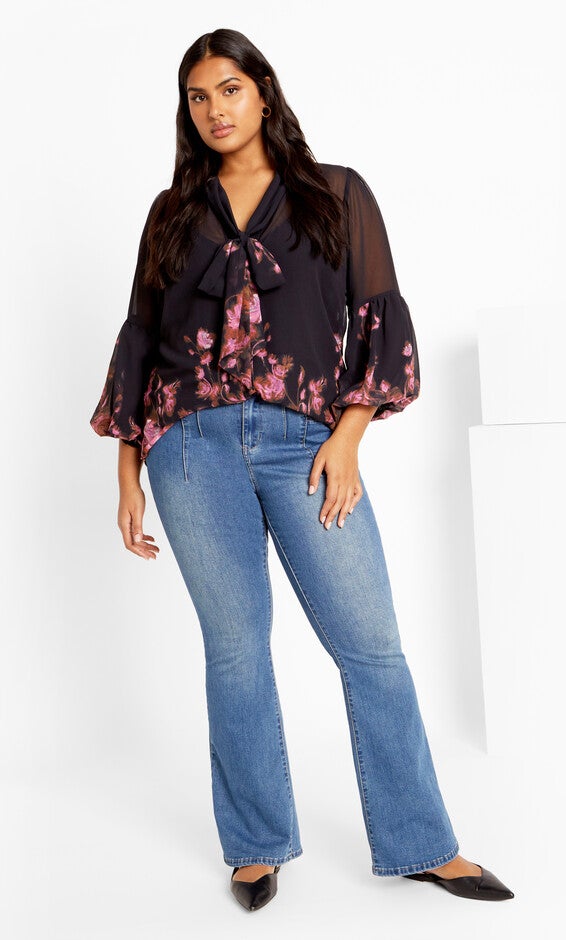 Romance Border Shirt - black, BLACK, alternate image number 1