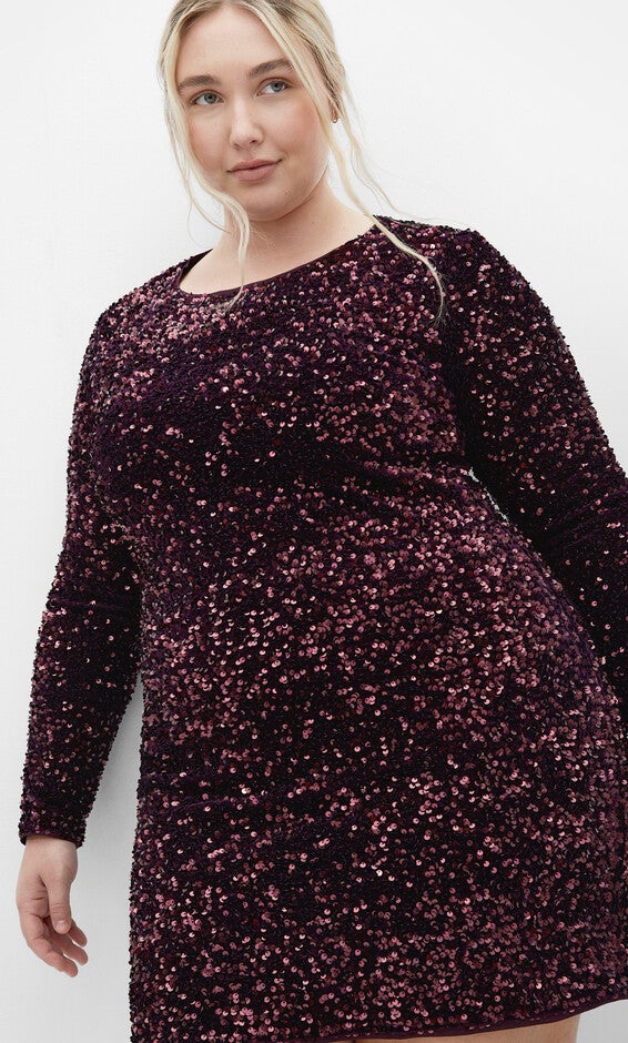 Sequin Eclipse Dress - plum, PURPLE, alternate image number 2