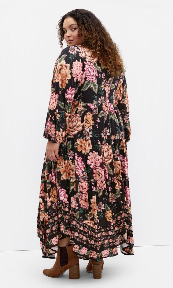 Devine Beauty Border Dress - black, BLACK, alternate image number 1