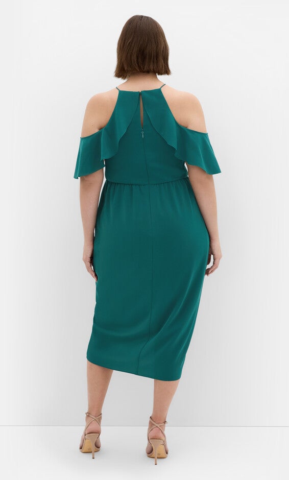 Love Siren Ruffle Shoulder Dress - forest green, GREEN, alternate image number 2