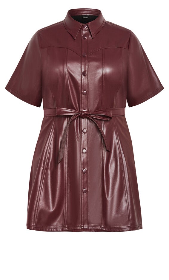 Faux Leather Hunter Dress - berry, PURPLE, alternate image number null