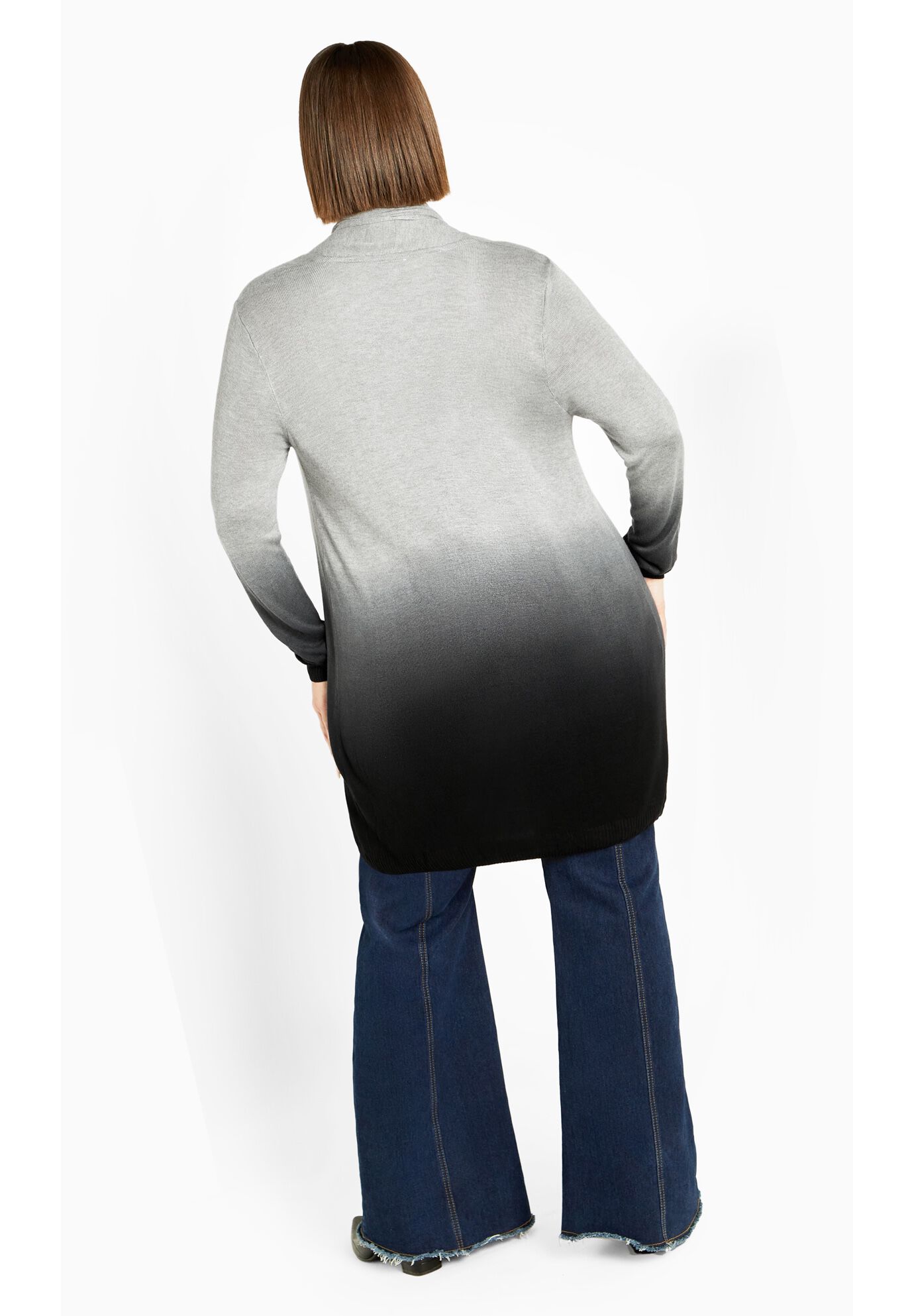 Mina Dip Dye Cardigan, GREY, on-hover image number 1