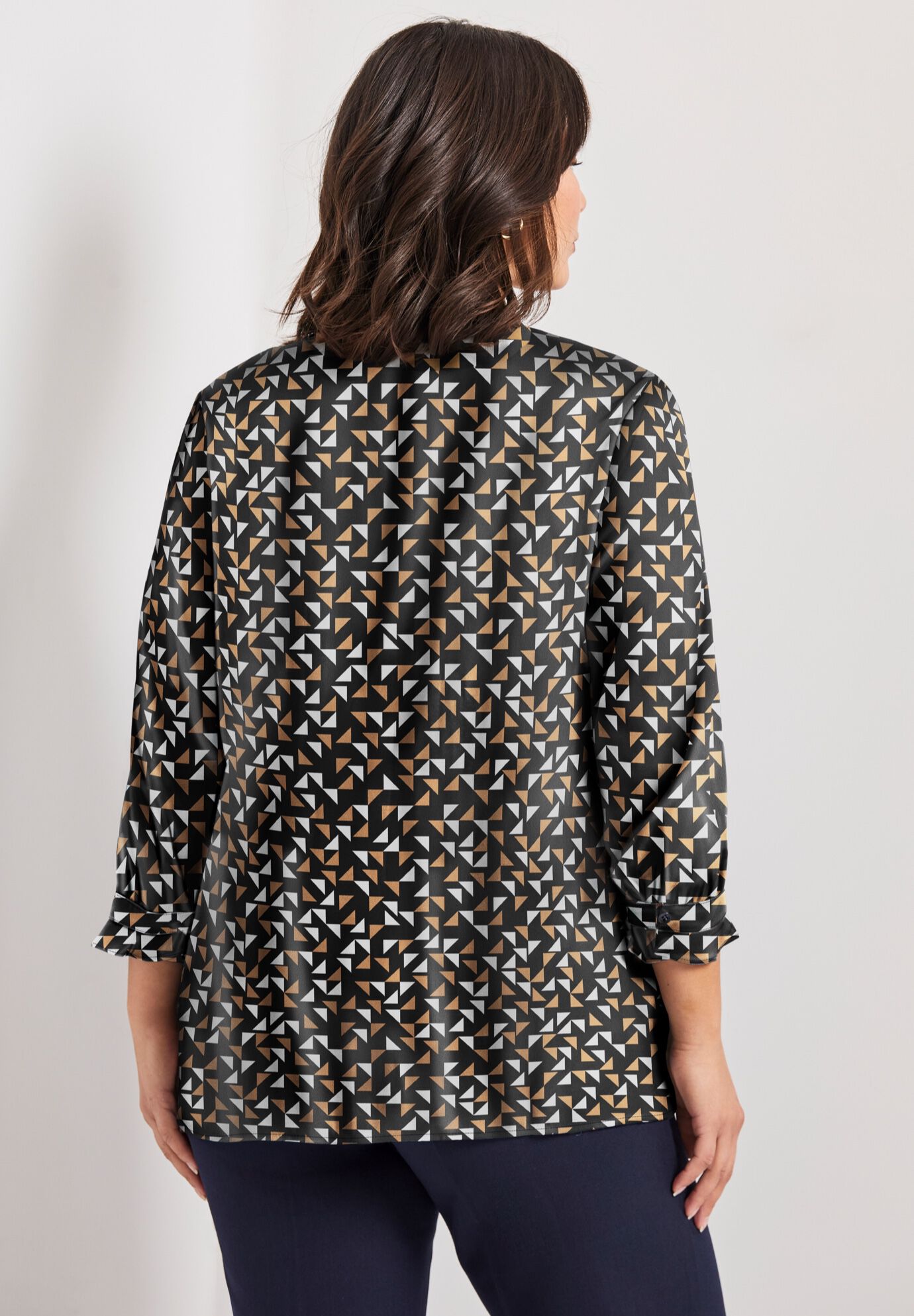 Pintuck Popover Top, BLACK MOSAIC, alternate image number 2