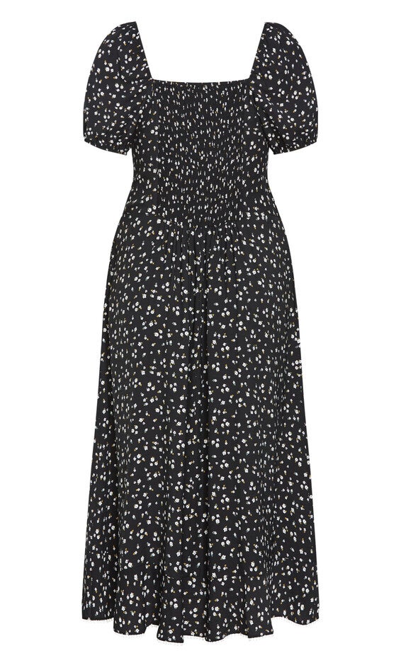 Sky Midi Dress - black print, BLACK, alternate image number null