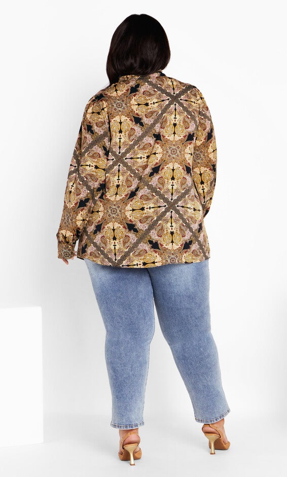 Lucille Print Shirt - paisley mirage, BROWN, alternate image number 4