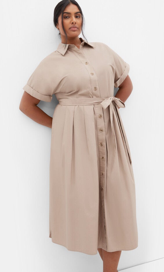 Elly Shirt Dress - ecru, BROWN, alternate image number null