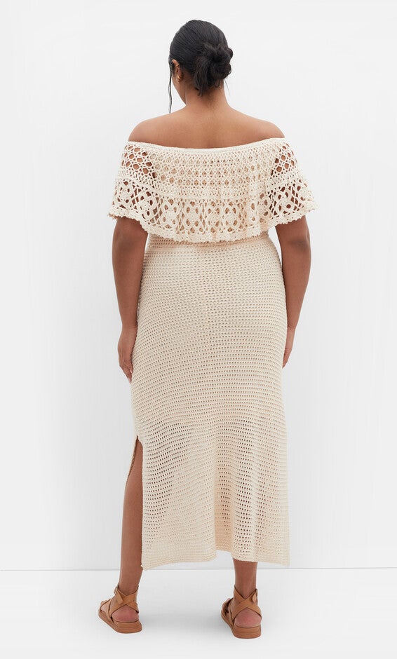 Callie Crochet Dress - natural, BEIGE, alternate image number 4