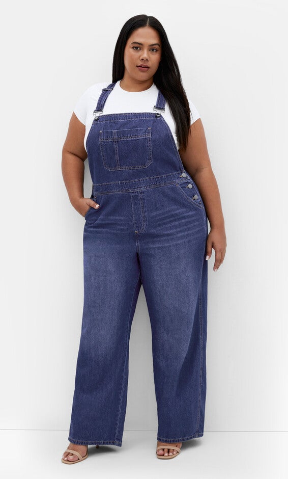 Pinafore Overall - mid denim, DENIM, alternate image number null