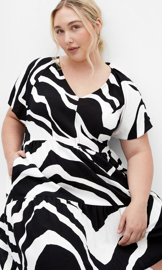 Frill Mini Print Dress - ivory, WHITE, alternate image number 3