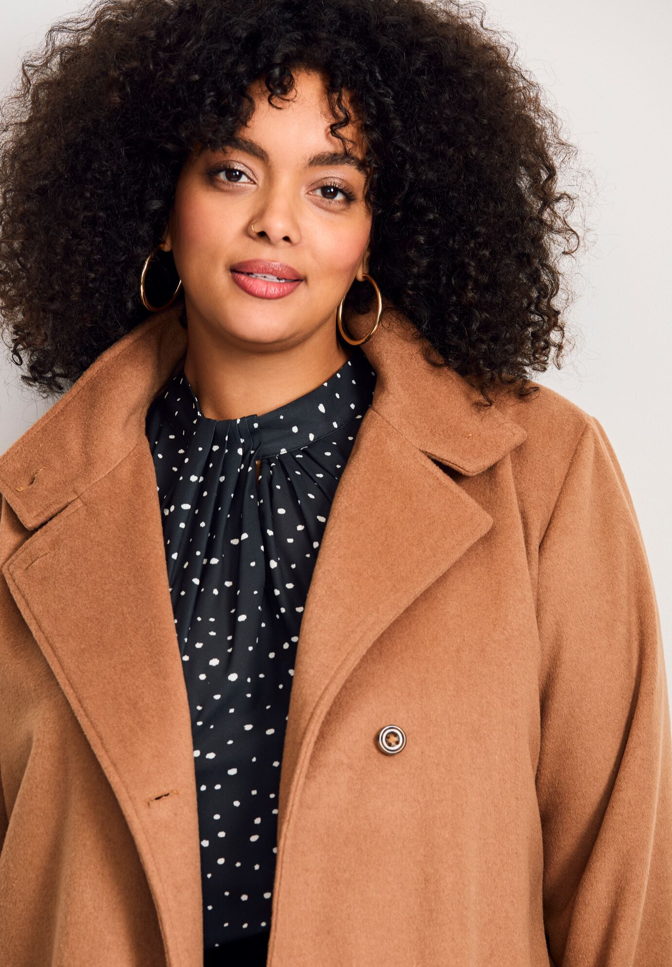 Funnel Neck Long Coat, SOFT CAMEL, alternate image number 4