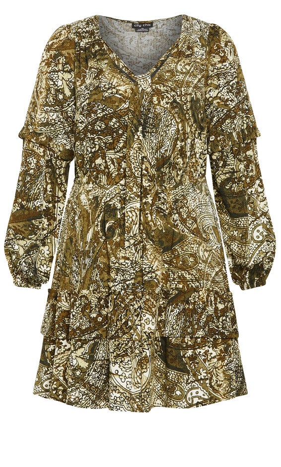 Nicky Print Dress - olive, GREEN, alternate image number null