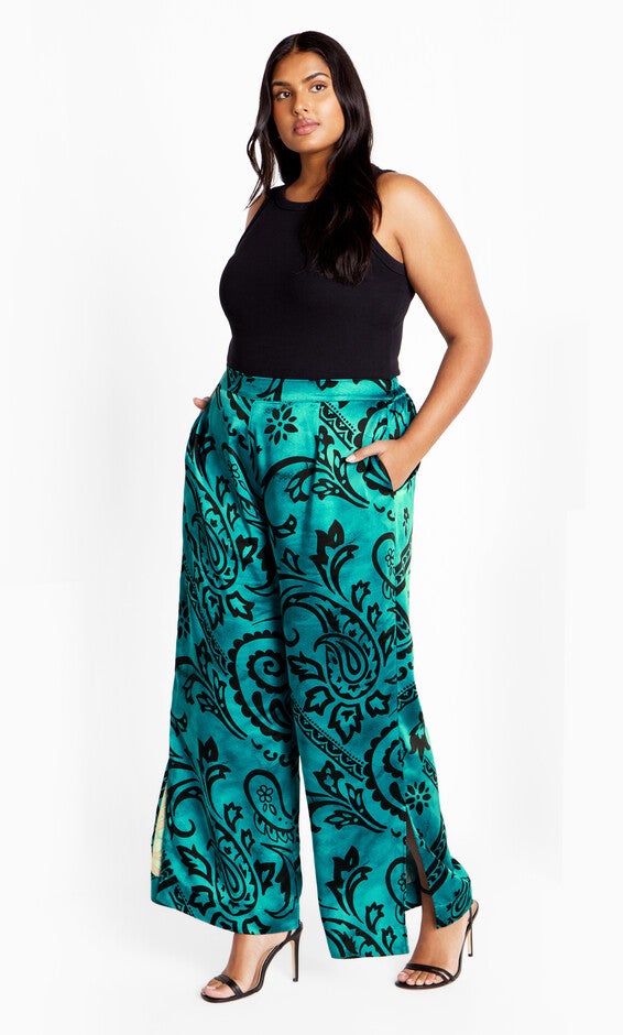 Sienna Print Pant - peacock, GREEN, hi-res image number 0