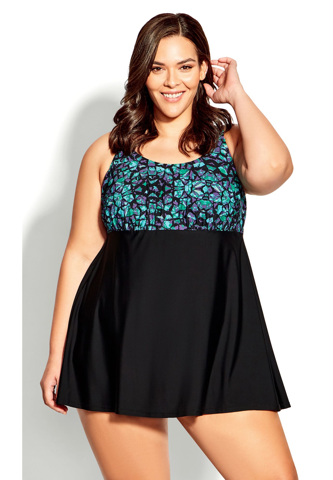 Empire Print Swim Dress, BAHAMAS, alternate image number 3