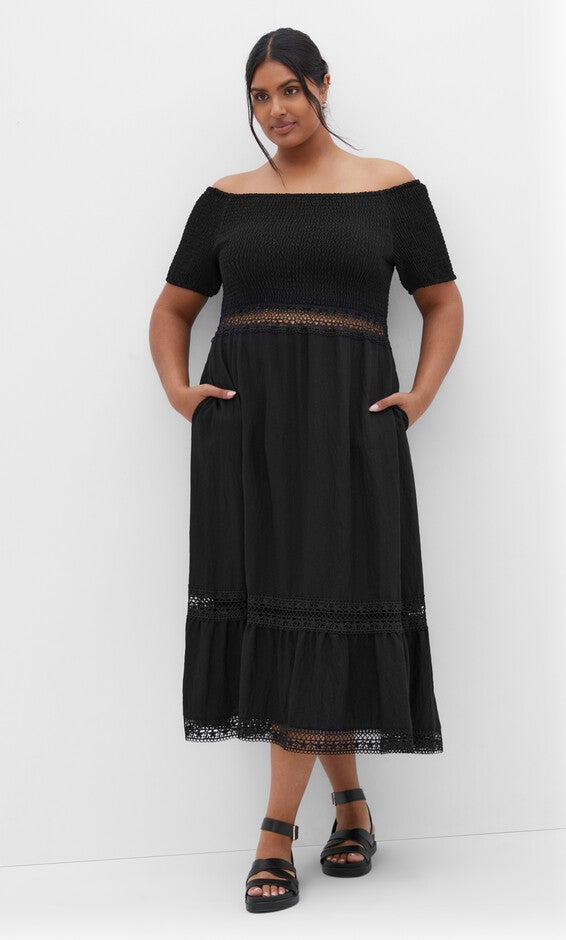 Aura Midi Dress - black, BLACK, alternate image number 3
