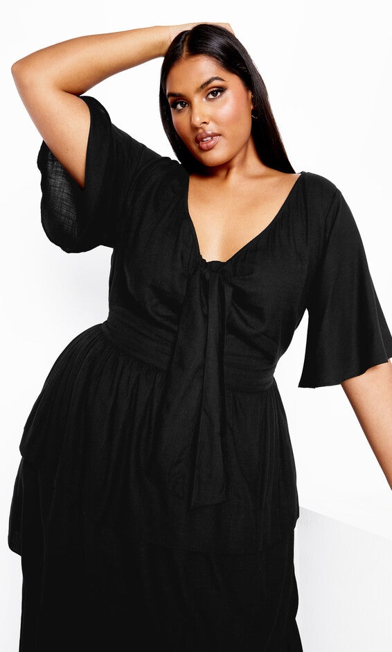 Ana Tie Dress - black, BLACK, alternate image number null
