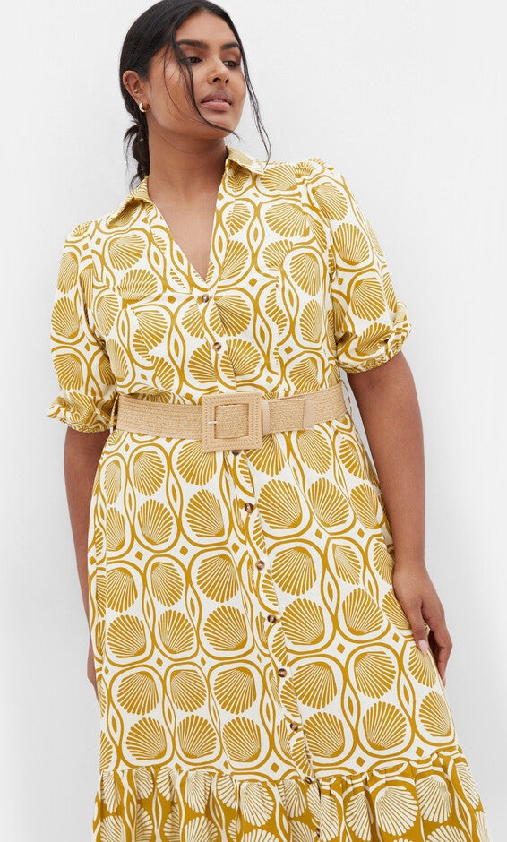 Anna Seashell Dress - print, YELLOW, alternate image number 1