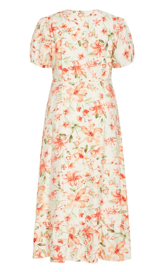 Sarina Print Dress - ivory, ORANGE, alternate image number null