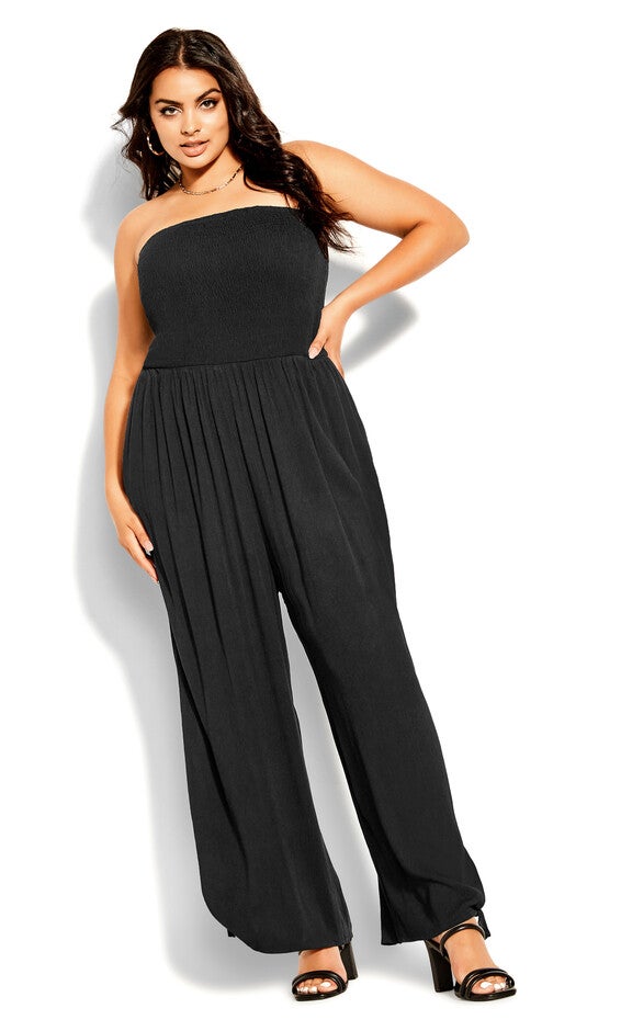 Smocked Jumpsuit - black, BLACK, alternate image number null