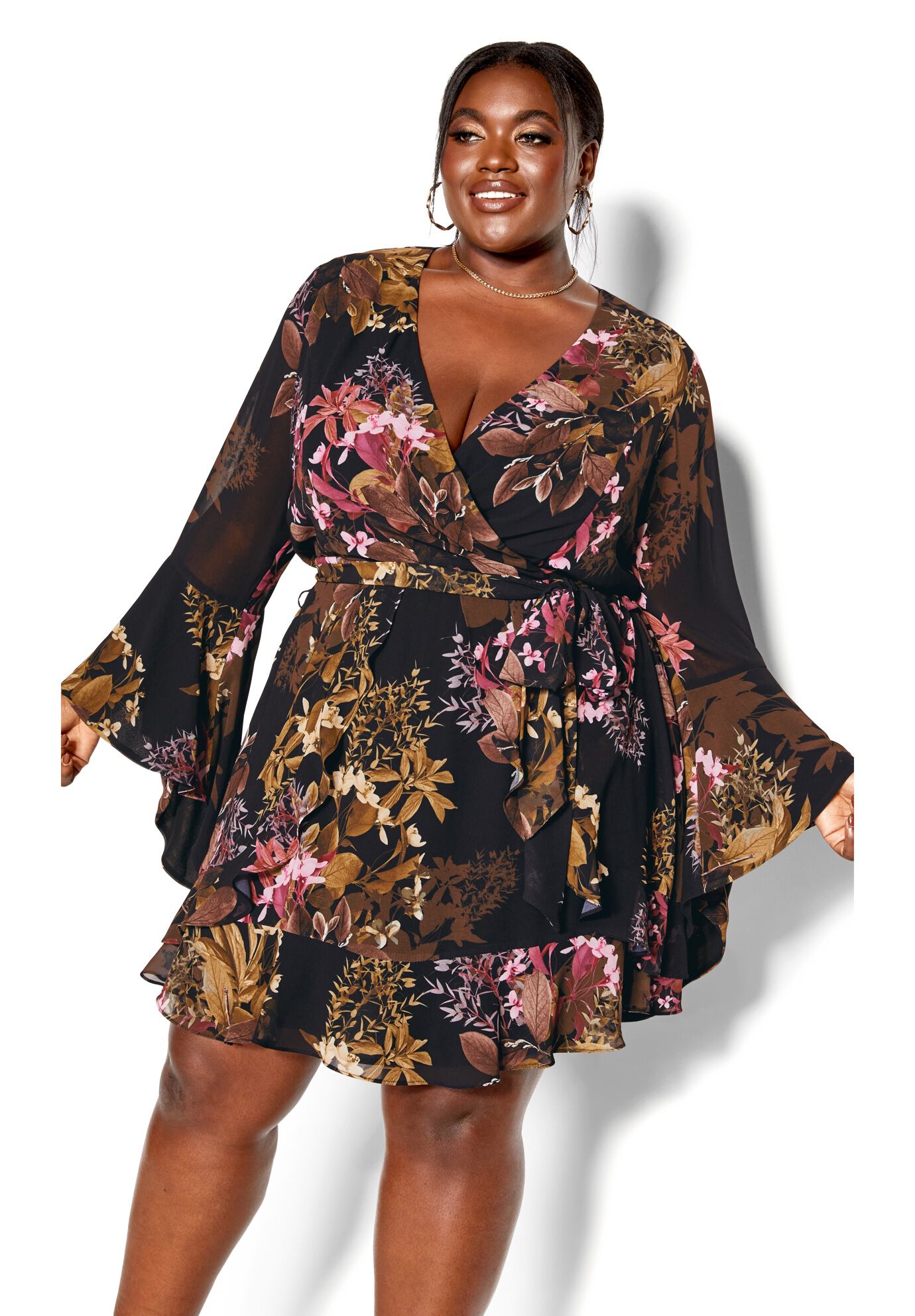 Malaga Floral Dress - black, BLACK, alternate image number 3