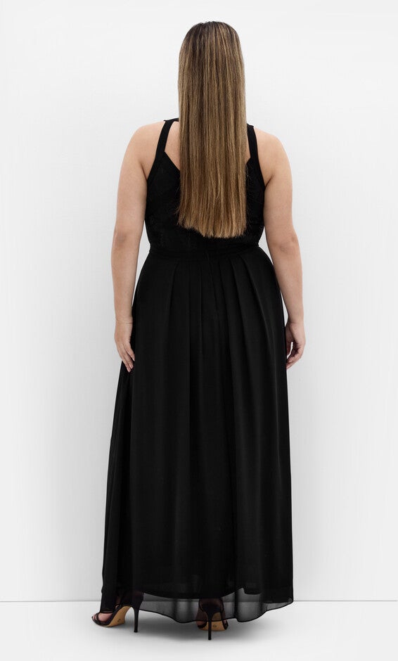 Panelled Bodice Maxi Dress - black, BLACK, alternate image number 1
