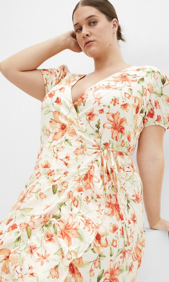 Sarina Print Dress - ivory, ORANGE, alternate image number null