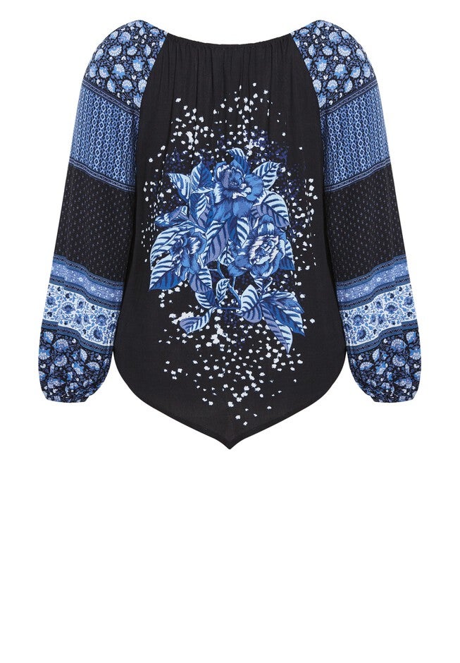 Nichola Scarf Print Top, BLUE, alternate image number 4