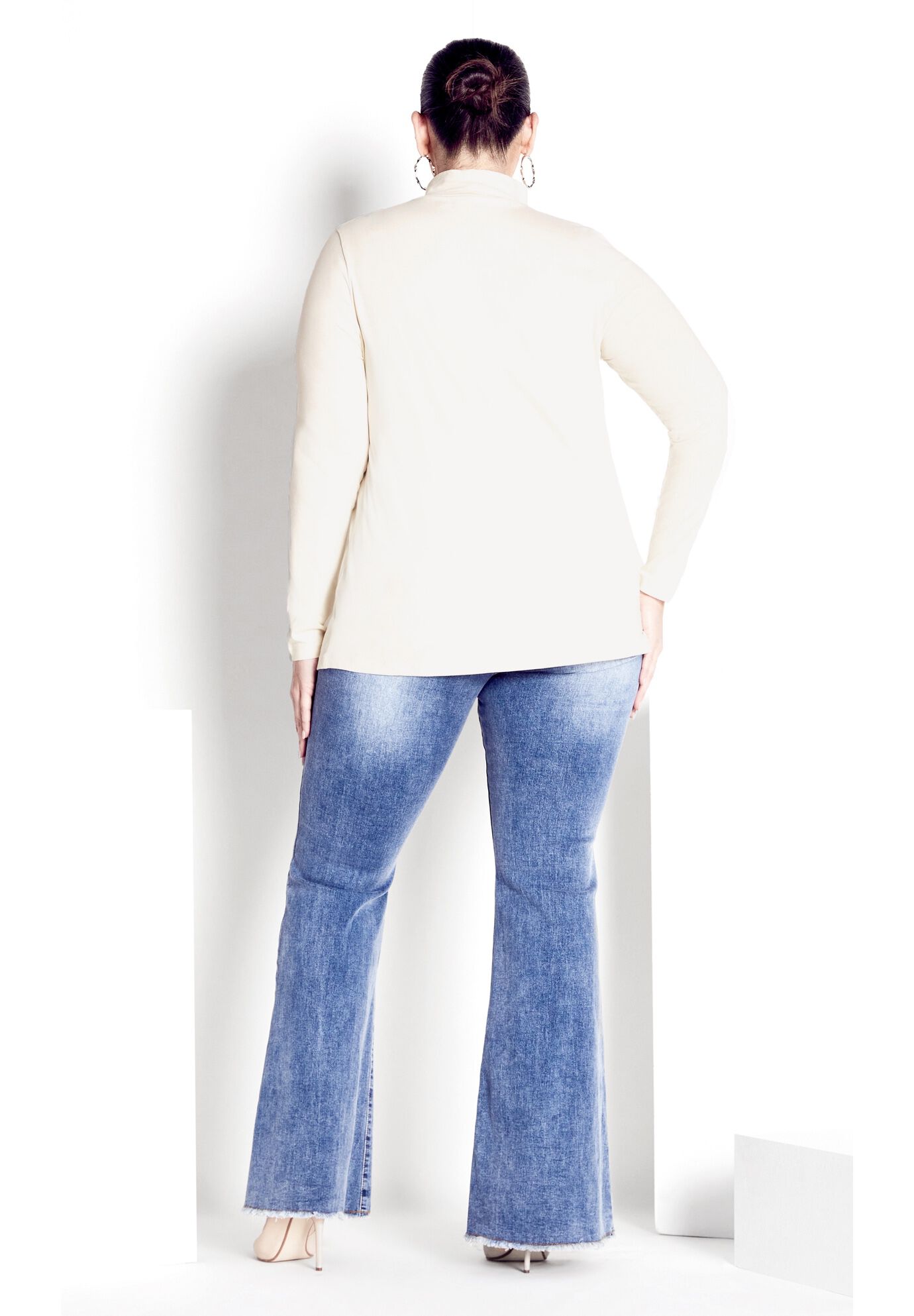 Organic Mock Neck Top, CREAM, alternate image number 2