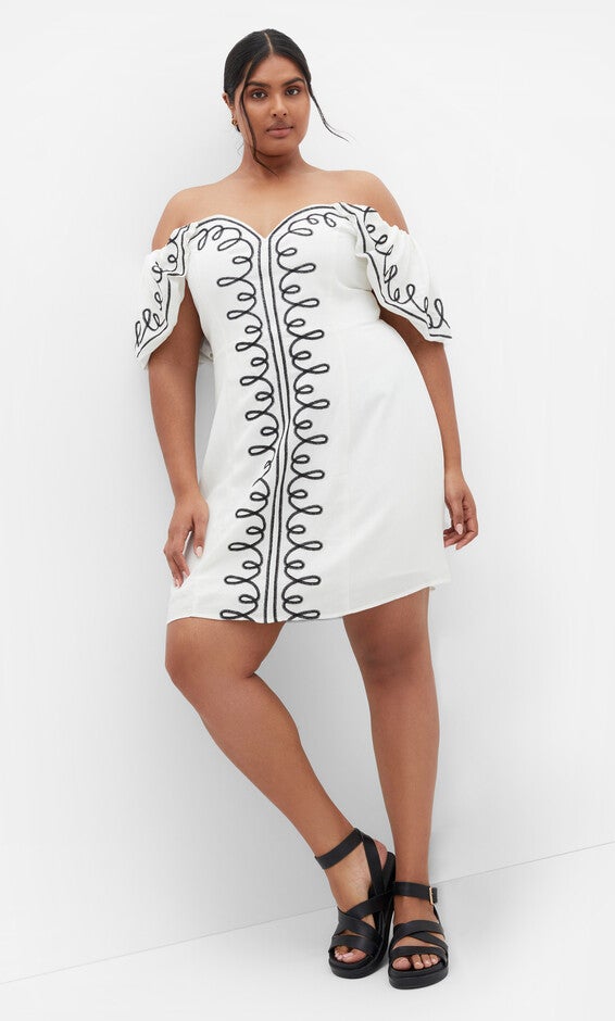 Hana Embroidered Dress - ivory, WHITE, on-hover image number 1