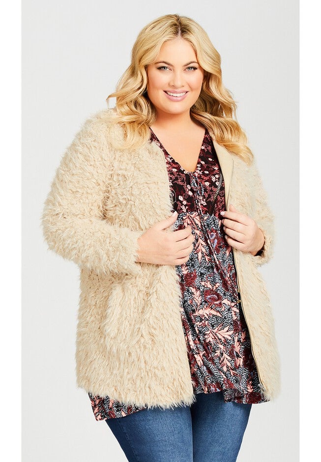 Lotus Fluffy Jacket, CREAM, hi-res image number null
