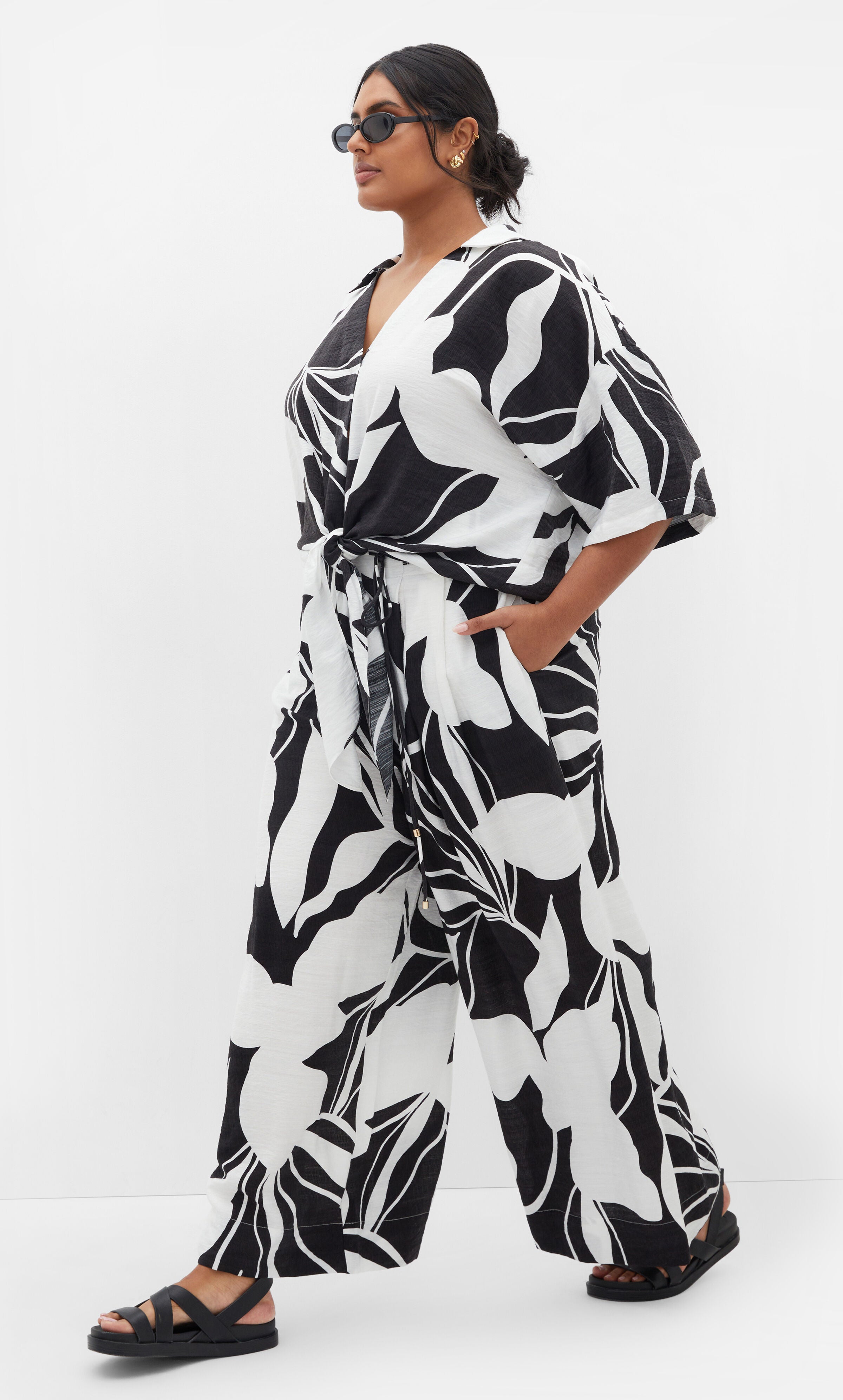 Resort Print Pant - ivory, BLACK, alternate image number 3