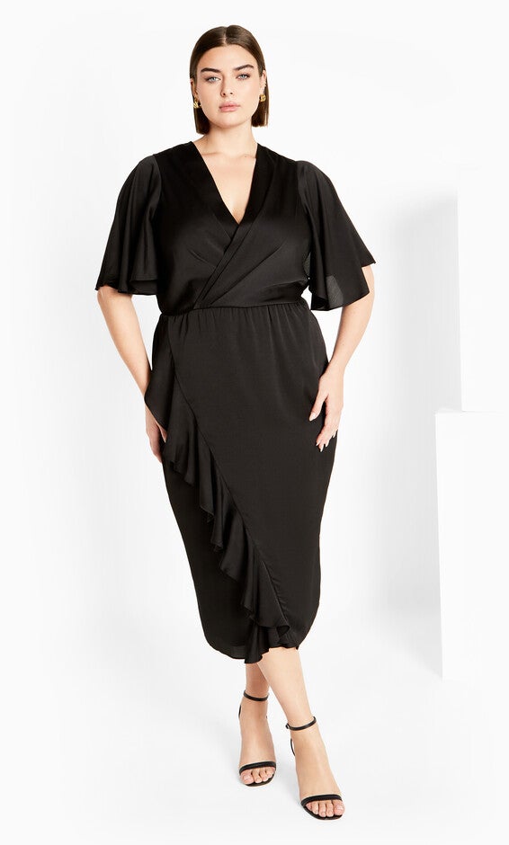 Soft Ruffle Dress - black, BLACK, hi-res image number null